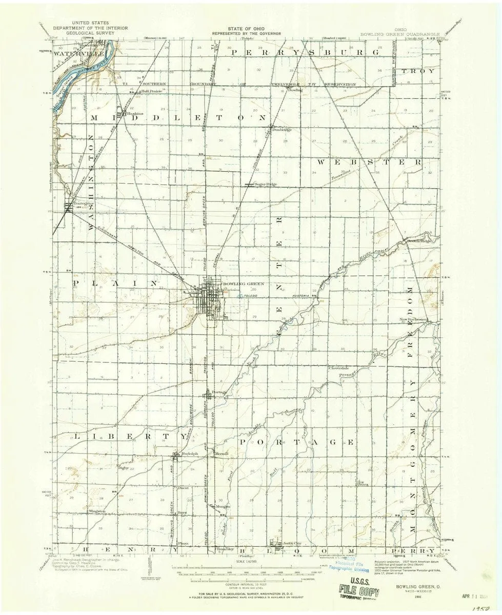 1901 Bowling Green, OH  - Ohio - USGS Topographic Map