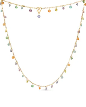 22k Yellow Gold Multicolored Brilliant Dangles Necklace