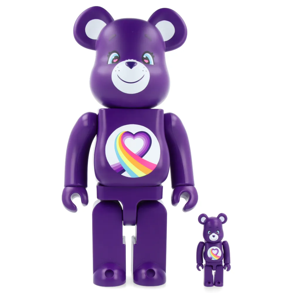 400%   100% Bearbrick Rainbow Heart Bear