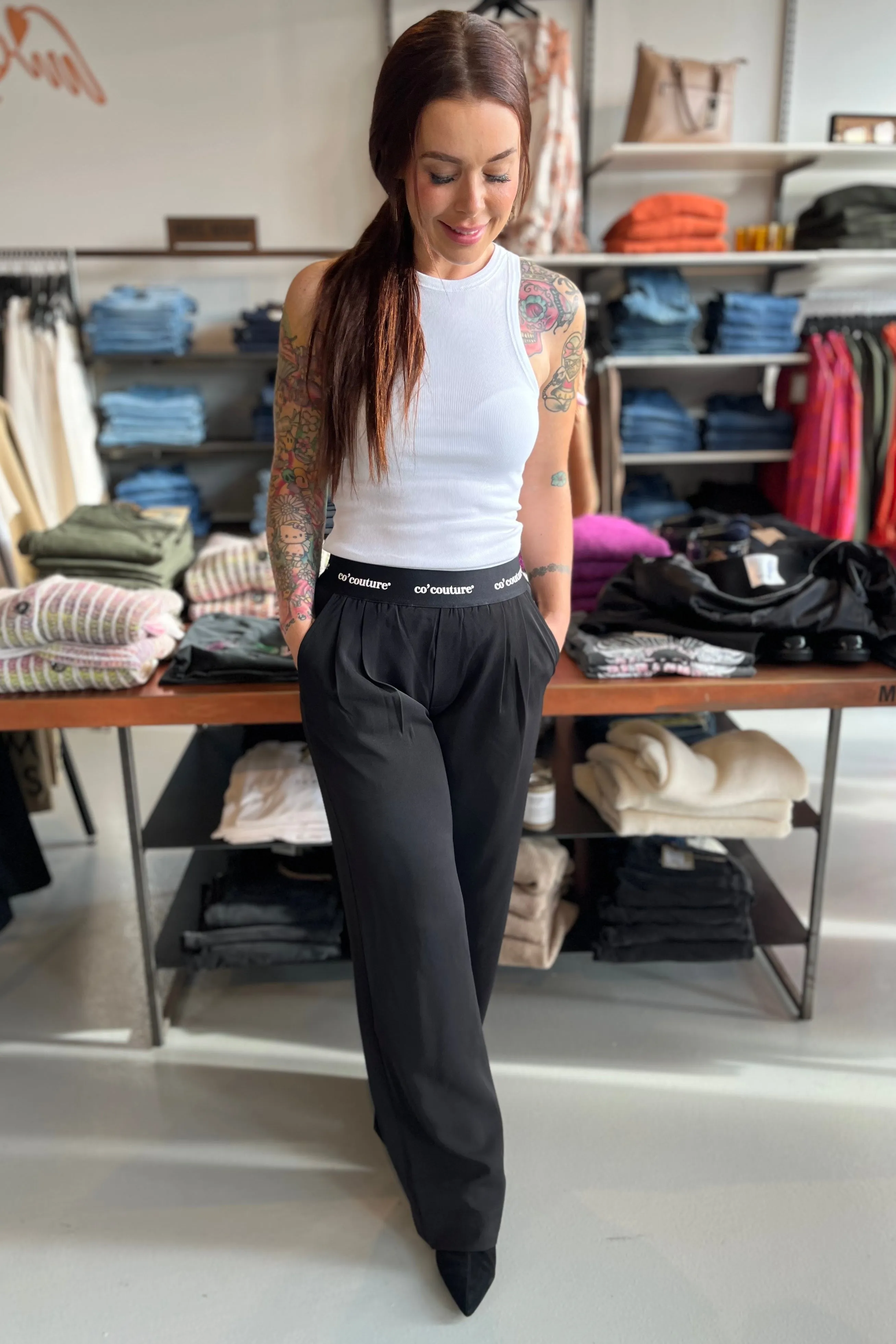 Amina Logo Pant | Black | Bukser fra Co'couture