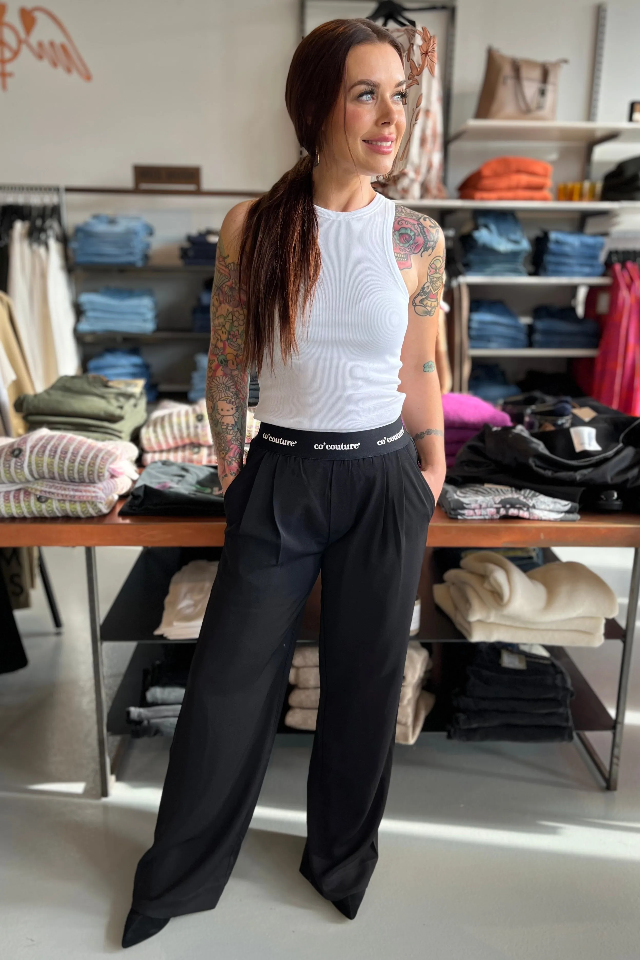 Amina Logo Pant | Black | Bukser fra Co'couture