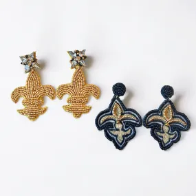 Beaded Fleur-de-lis Earrings