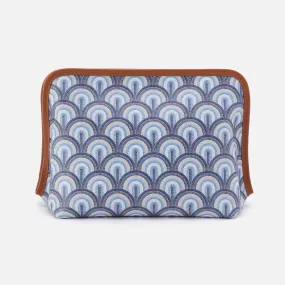 Beauty Large Cosmetic Pouch In Coated Canvas - Soft Ocean