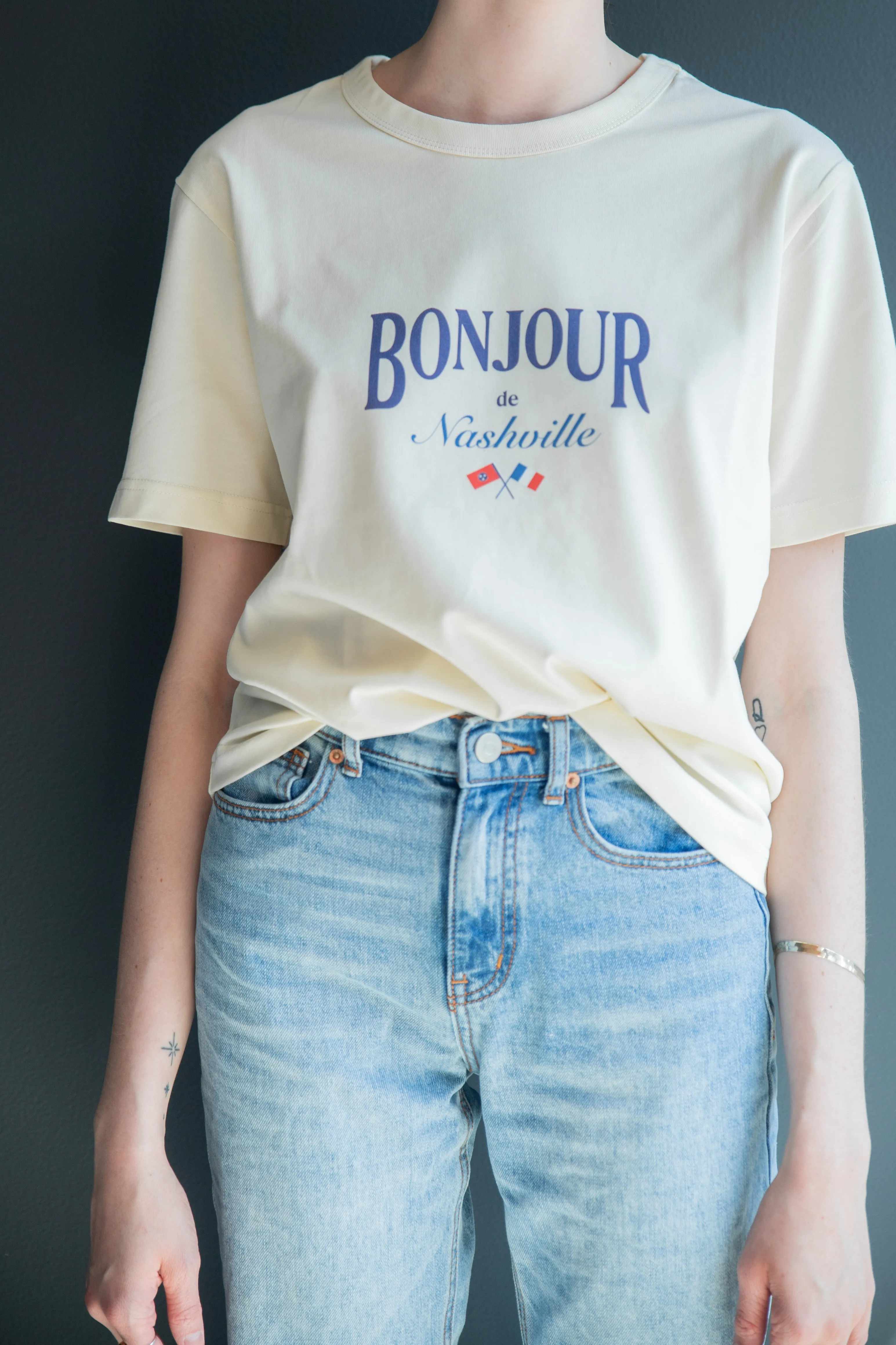 'Bonjour' Cotton Tee