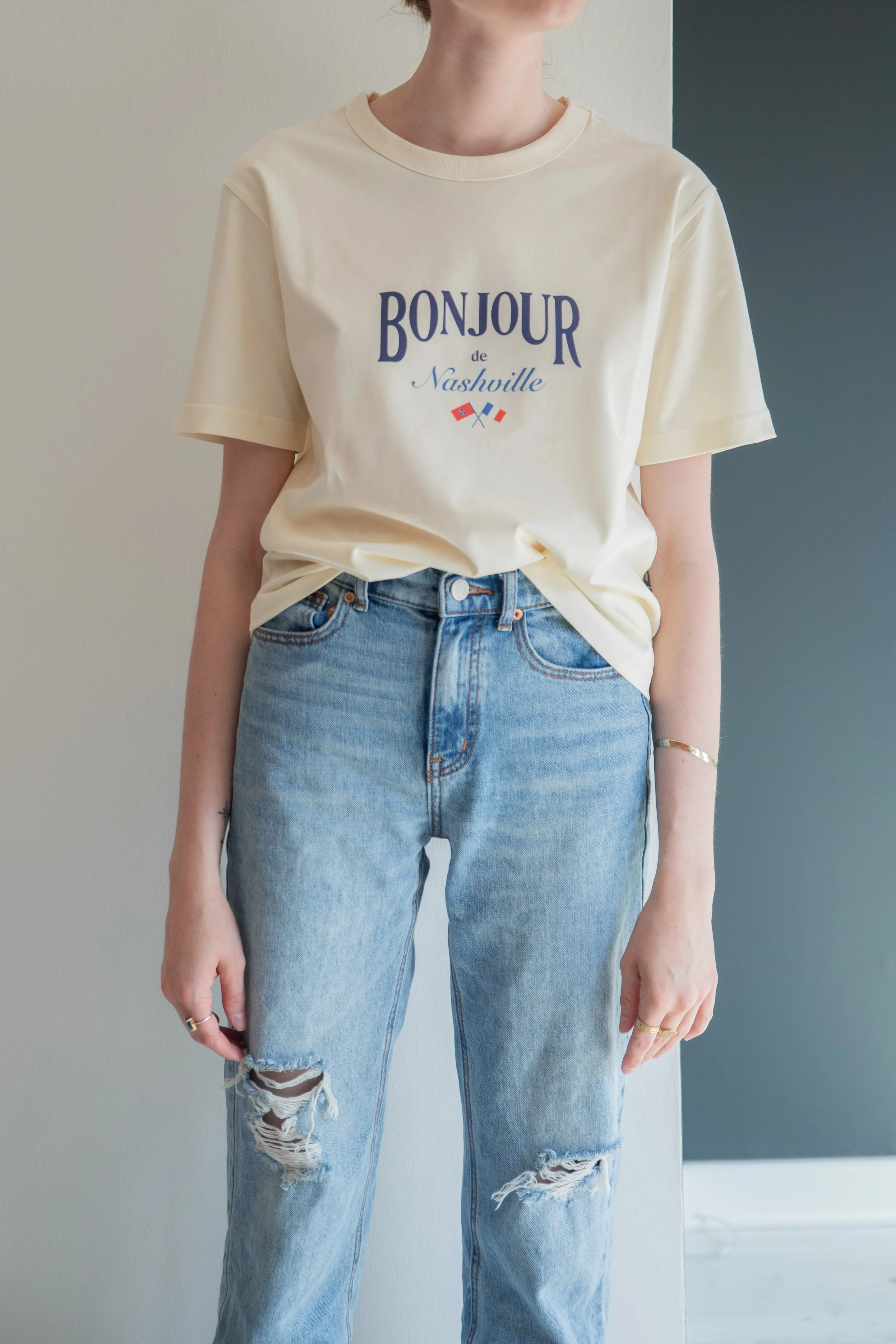 'Bonjour' Cotton Tee