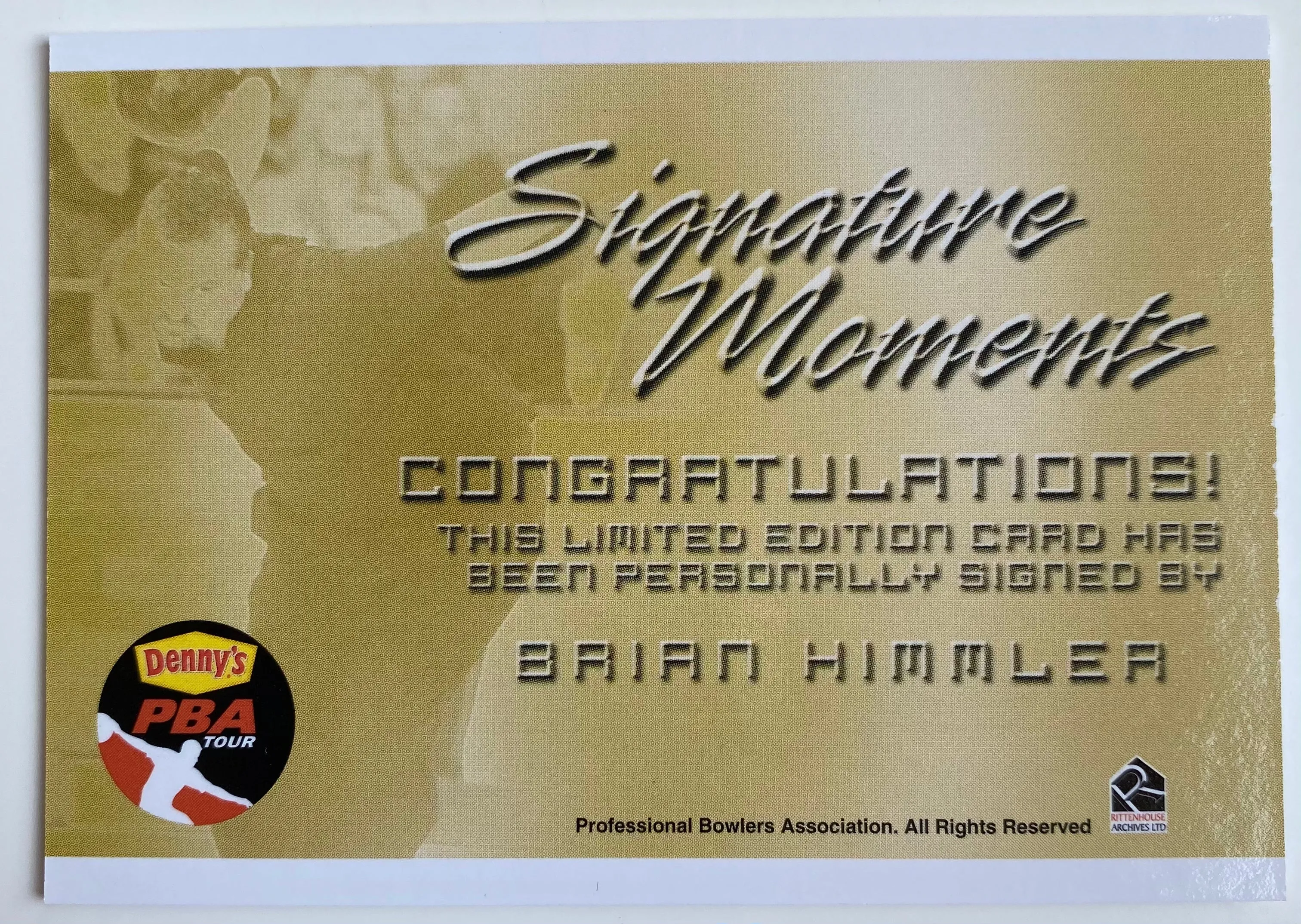 Brian Himmler 2007 Rittenhouse PBA Signature Moments Autograph Bowling Card