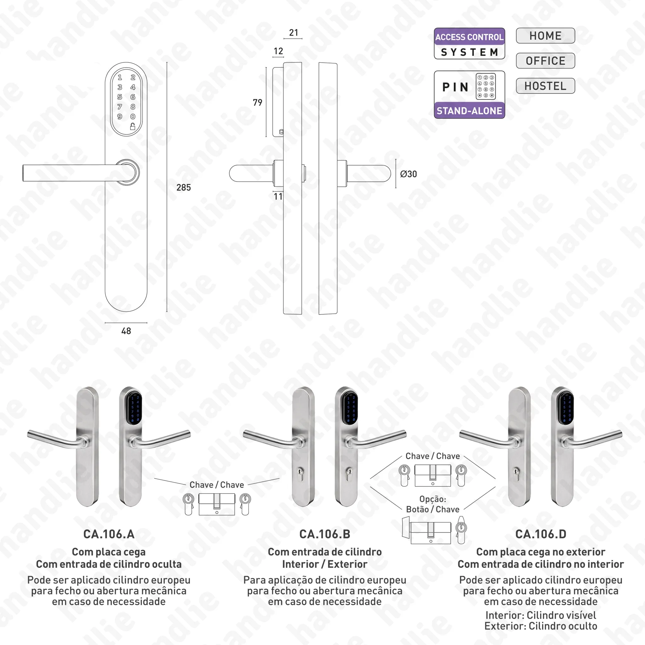 CA.106 - Conjunto de sistema controlo de acessos auto-programáveis com código PIN
