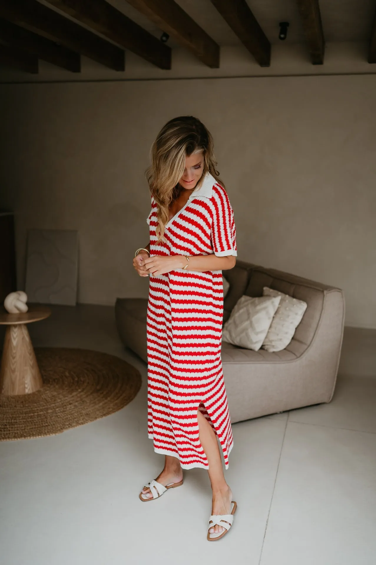 Cello dress I Striped Red