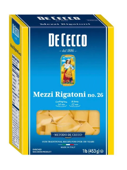 De Cecco Enriched Macaroni Mezzi Rigatoni, 1 Pound (12 Packs Per Case )