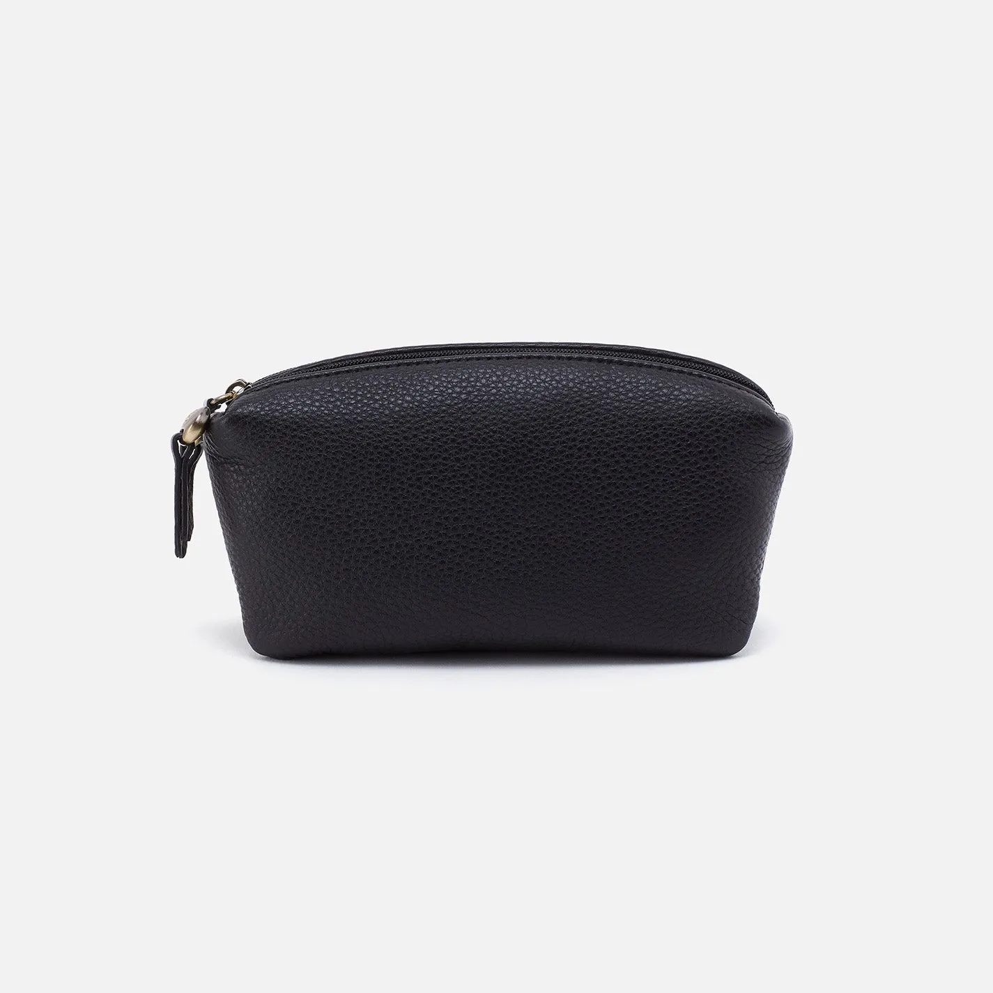 Double Zip Pouch In Pebbled Leather - Black