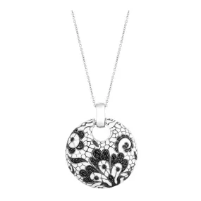 Fleur De Lace Collection White Italian Enamel With Stones Pendant