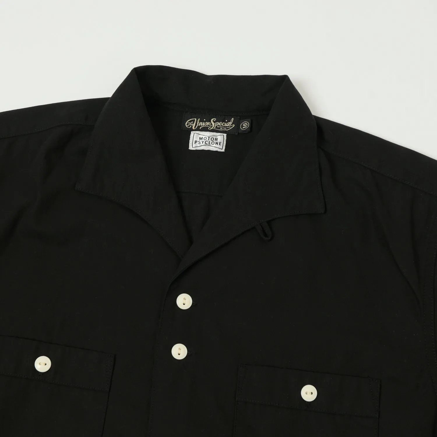 Freewheelers 'Benny' Open Collared S/S Shirt - Rude Black