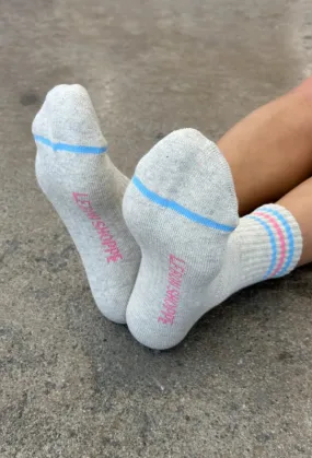 GIRLFRIEND SOCKS - PINK/BLUE STRIPE