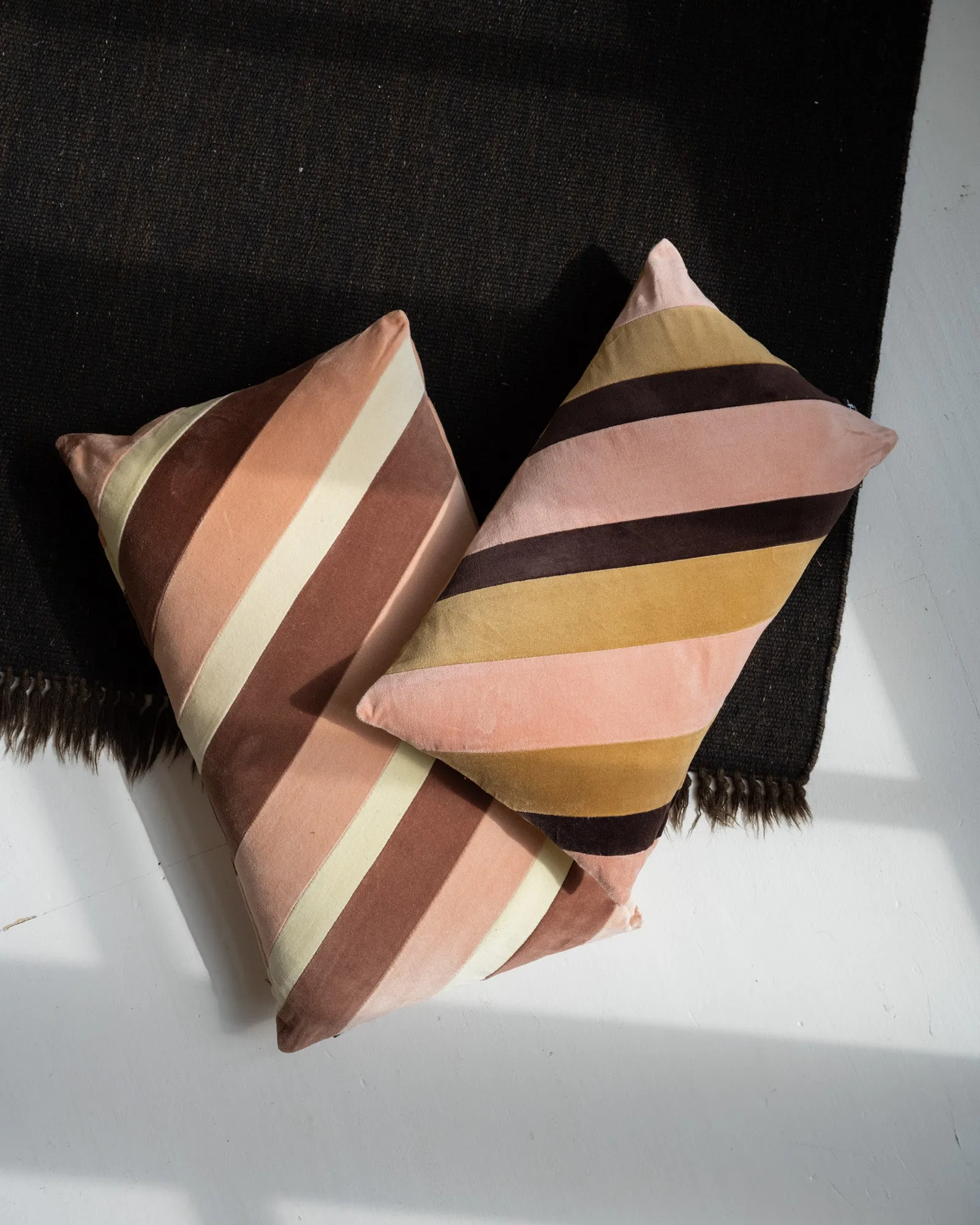 HKliving Cushion Striped Velvet Rose