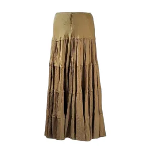 Ideology Silk Maxi Tan Hippie Bohemian Boho Skirt Medium