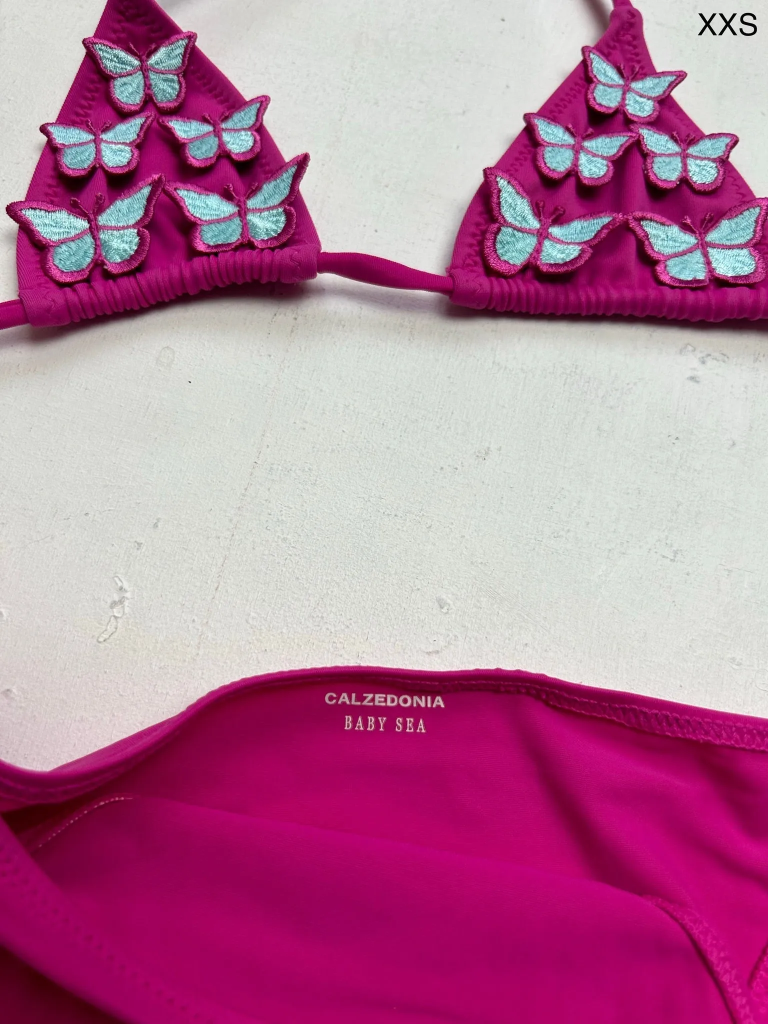 Pink butterflies y2k vintage bikini set (XXS)