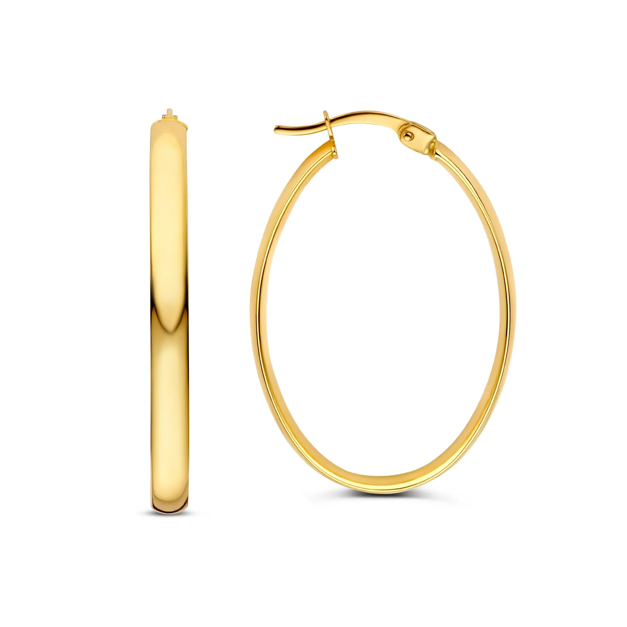 Rivoli Flori 14 karat gold oval hoop earrings (32 mm)