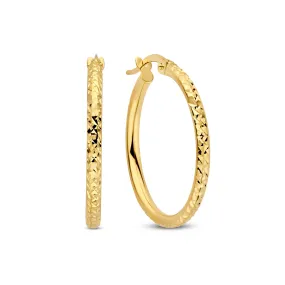 Rivoli Laura 14 karat gold hoop earrings with diamond cut