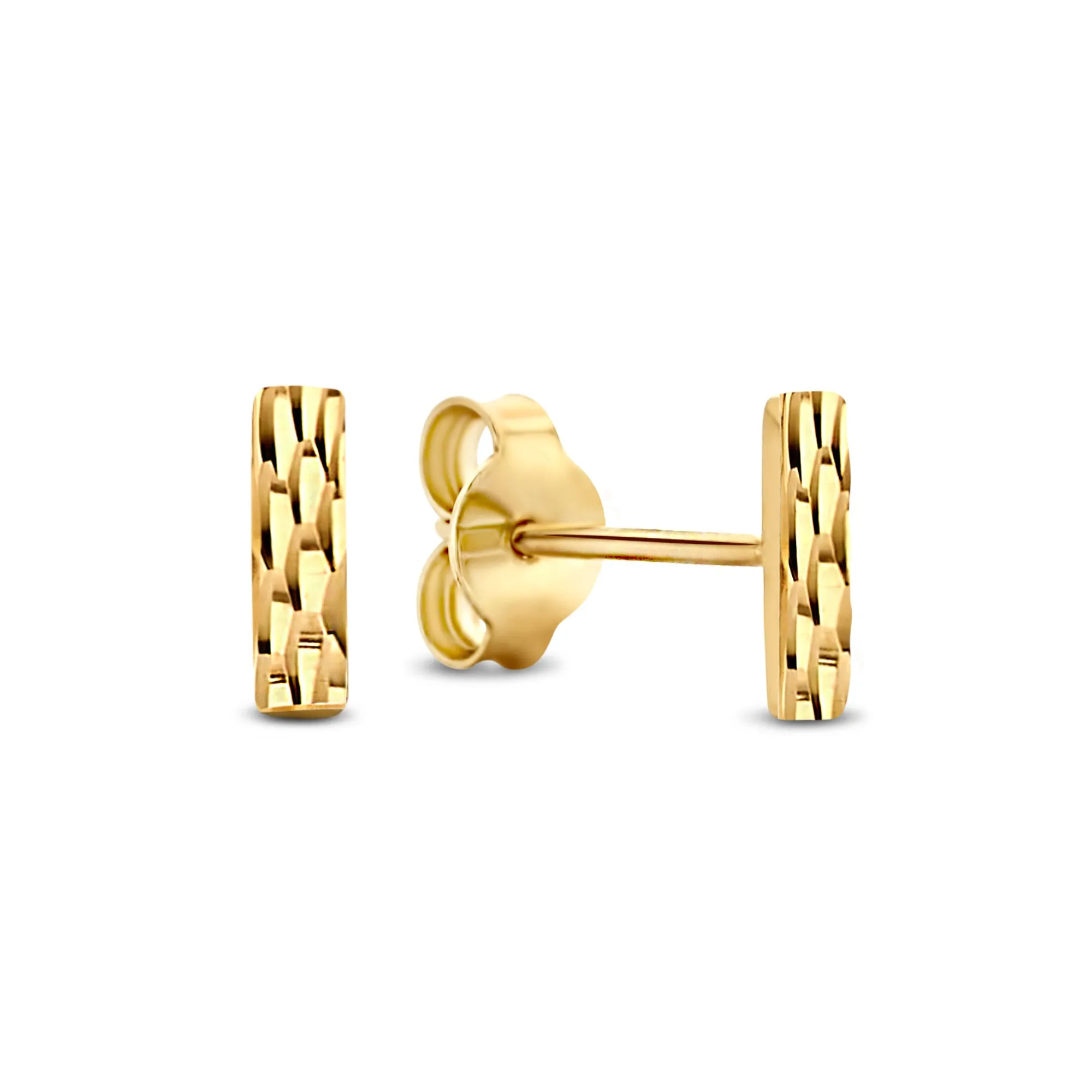 Rivoli Laura 14 karat gold stud ear studs with diamond cut