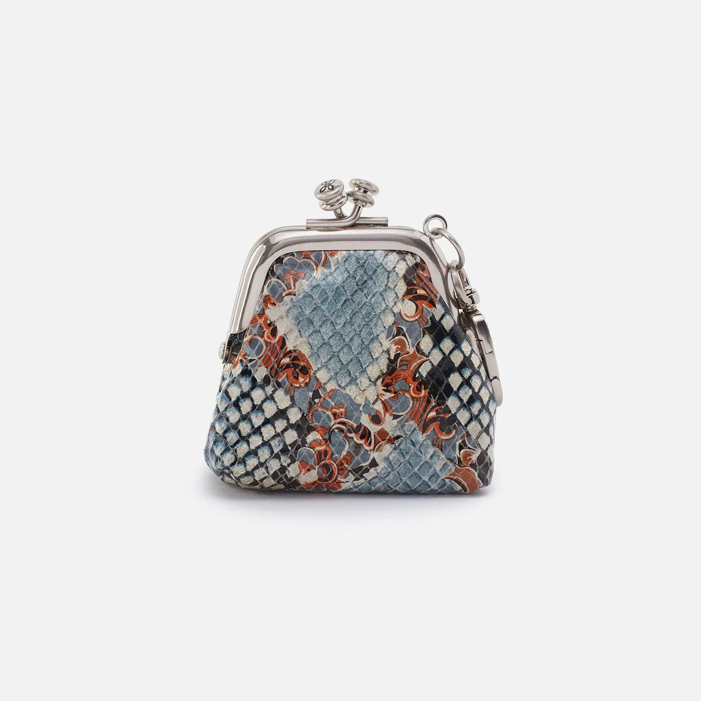 Run Frame Pouch In Printed Leather - Blue Tempest