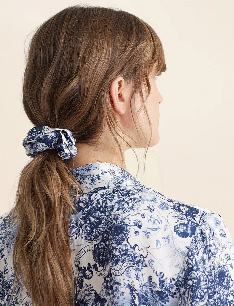 Toile De Jouy Silk Scrunchie