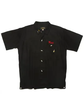 'What, Me worry' Bowling Shirt-Black